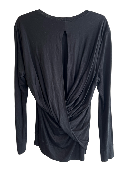 Helmut Lang Size L Black Tencel & SILK Round Neck Long Sleeve Open Back Top Black / L