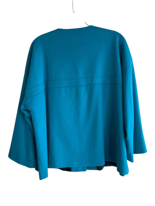 Lafayette 148 Size 16 Teal Cashmere Felt Round Neck Snap Button Jacket Teal / 16
