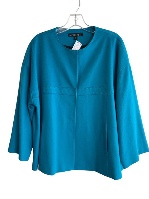 Lafayette 148 Size 16 Teal Cashmere Felt Round Neck Snap Button Jacket Teal / 16