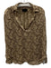 Nili Lotan Size M Tan & Brown Silk Semi Sheer V Neck Collar Long Sleeve Top Tan & Brown / M