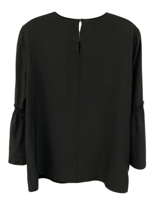 Lafayette 148 Size S Black Silk Satin Keyhole Back Shirred Detail Top Black / S