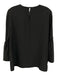 Lafayette 148 Size S Black Silk Satin Keyhole Back Shirred Detail Top Black / S