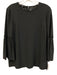 Lafayette 148 Size S Black Silk Satin Keyhole Back Shirred Detail Top Black / S