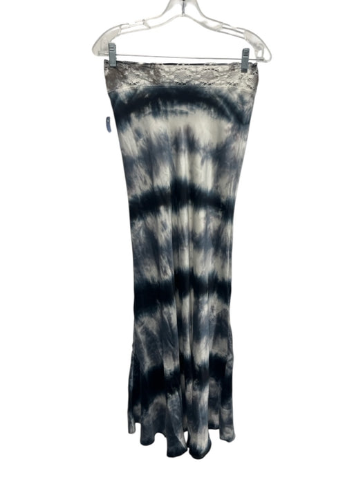 Mijo By Michelle Jonas Size S Navy, Gray, White Silk Blend Lace Trim Midi Dress Navy, Gray, White / S