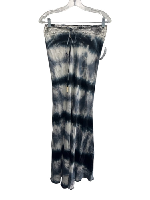 Mijo By Michelle Jonas Size S Navy, Gray, White Silk Blend Lace Trim Midi Dress Navy, Gray, White / S