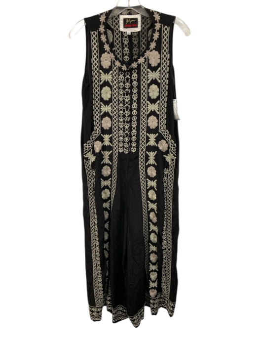 Biya Johnny Was Size XS Black & Gray Embroidered Flowers Sleeveless Jumpsuit Black & Gray / XS