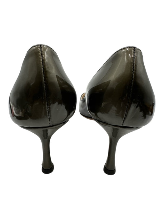 Jimmy Choo Shoe Size 40 Dark Green Patent Leather Buckle Mid Heel Peep Toe Pumps Dark Green / 40