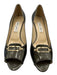 Jimmy Choo Shoe Size 40 Dark Green Patent Leather Buckle Mid Heel Peep Toe Pumps Dark Green / 40