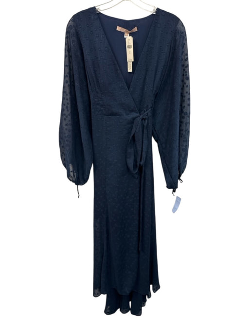 Hutch Size S Navy Blue Polyester flocked dot Wrap Midi Dress Navy Blue / S