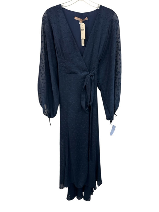 Hutch Size S Navy Blue Polyester flocked dot Wrap Midi Dress Navy Blue / S