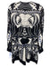 Reiss Size 6 BLack, White, Blue Viscose Abstract Button Front Long Sleeve Romper BLack, White, Blue / 6