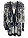 Reiss Size 6 BLack, White, Blue Viscose Abstract Button Front Long Sleeve Romper BLack, White, Blue / 6