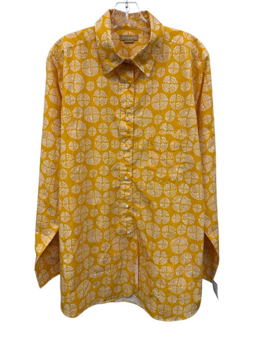 Ann Mashburn Size XL Yellow & White Cotton Burst Button Down Long Sleeve Top Yellow & White / XL