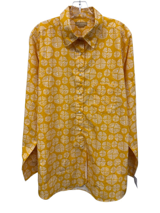 Ann Mashburn Size XL Yellow & White Cotton Burst Button Down Long Sleeve Top Yellow & White / XL