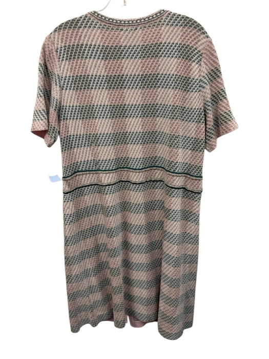 Misook Size M Pink & Green Acrylic Blend Knit Stripe Button Detail Dress Pink & Green / M