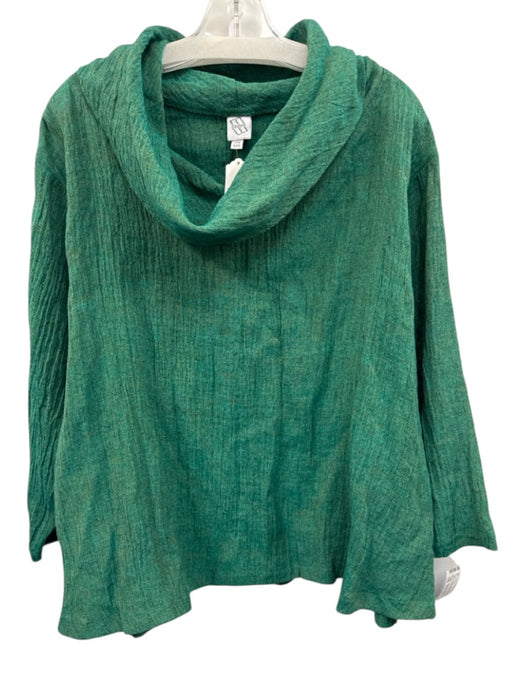 mSquare by neetu malik Size One Size Green Linen Blend Cowl Turtleneck Top Green / One Size
