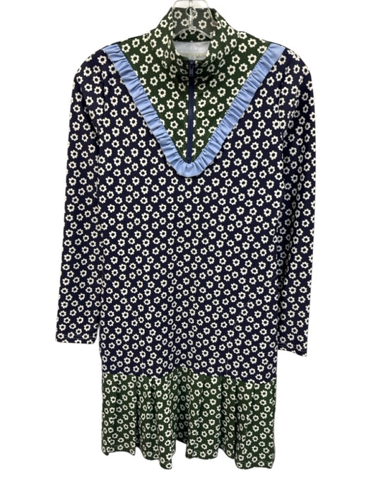 Smith & Quinn Size XS Blue, Green, White Polyester Blend Ruffle Flowers Dress Blue, Green, White / XS