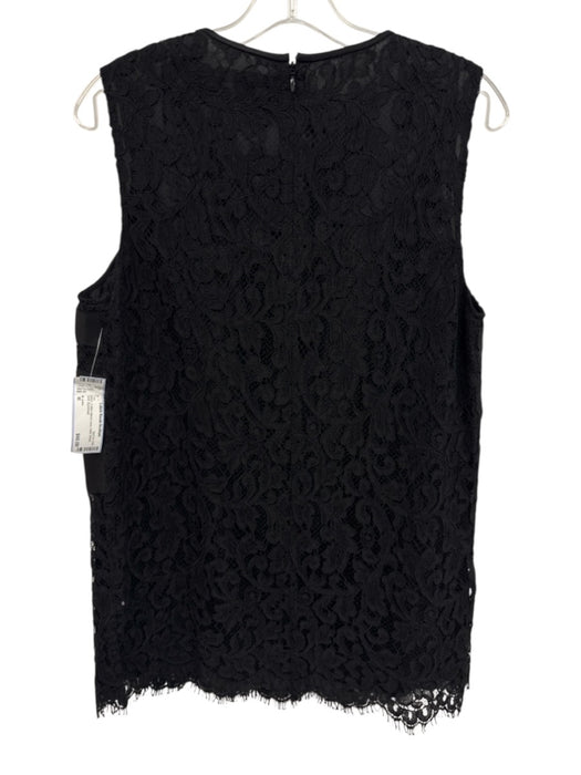 St John Size M Black Cotton Blend Lace Satin Stripe Shift Top Black / M