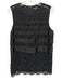 St John Size M Black Cotton Blend Lace Satin Stripe Shift Top Black / M