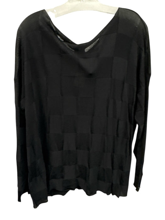 Bitte Kai Rand Size XL Black Viscose Blend Knit Checkered Long Sleeve Sweater Black / XL