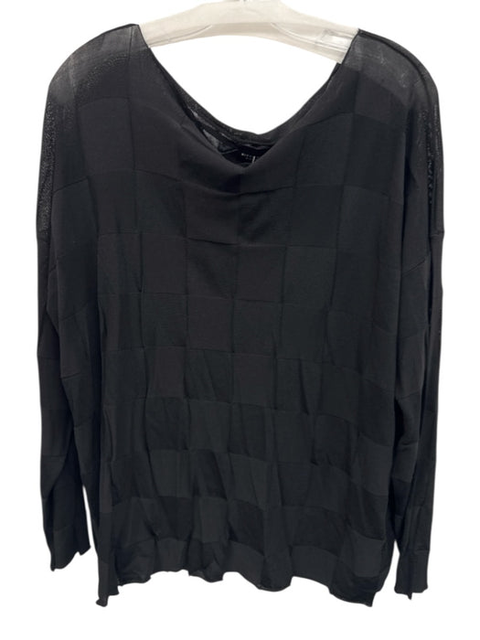 Bitte Kai Rand Size XL Black Viscose Blend Knit Checkered Long Sleeve Sweater Black / XL
