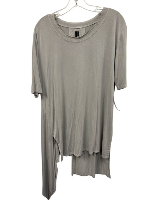 Gershon Bram Size L Gray Viscose Blend Side Slits Short Sleeve Top Gray / L