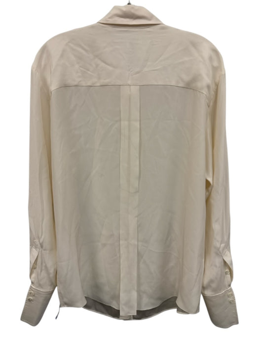 Frame Size L Cream Silk pleat back Long Sleeve Button Down Top Cream / L