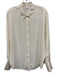 Frame Size L Cream Silk pleat back Long Sleeve Button Down Top Cream / L