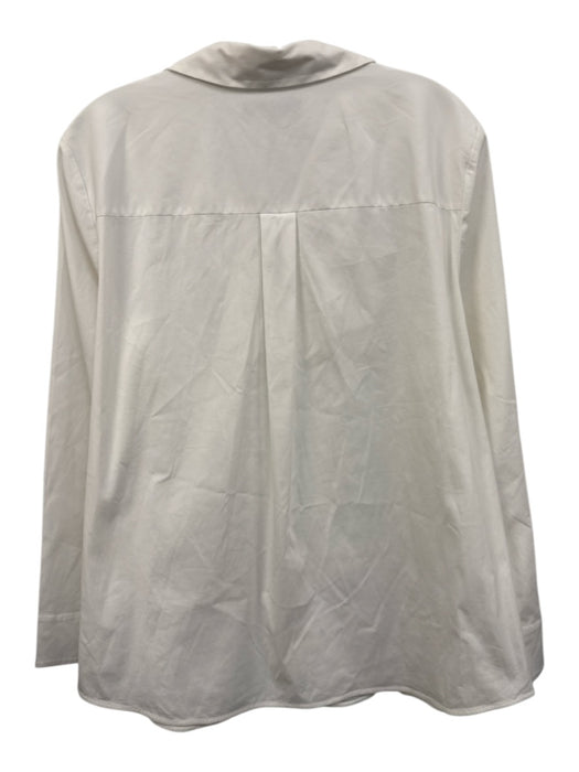 Lafayette 148 Size L White Cotton notched collar Long Sleeve Top White / L