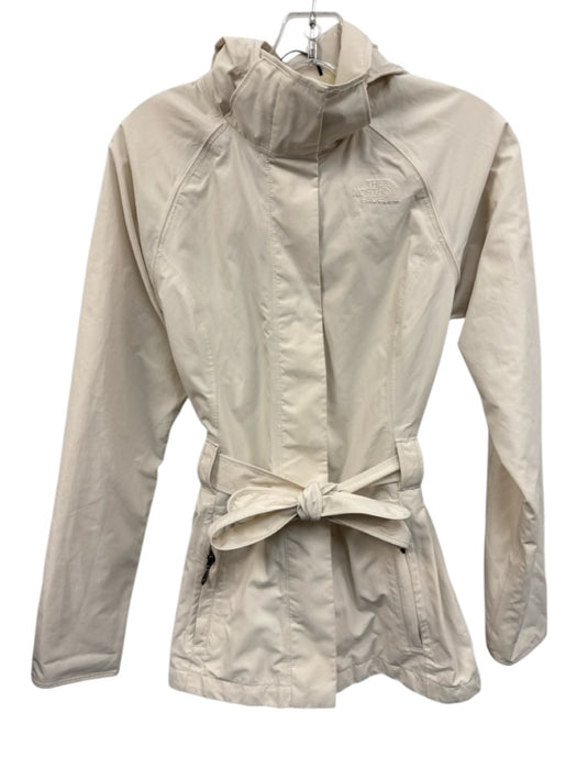 The North Face Size XS Cream Polyester Zip & Snaps Hooded Zip Pocket Sash Jacket Cream / XS