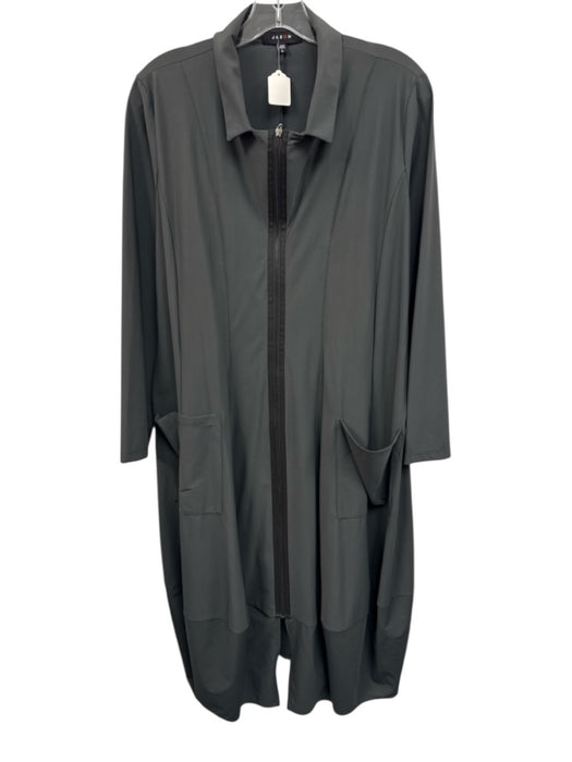 Jason Size L Green Gray Nylon Blend Zip Long Sleeve Midi Dress Green Gray / L