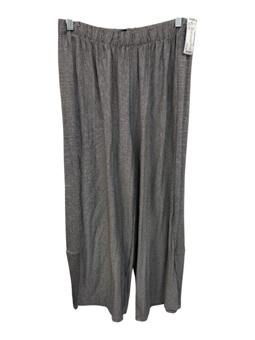Noblu Size M Black & Gray Cotton Blend Stripe Elastic Waist Wide Leg Pants Black & Gray / M