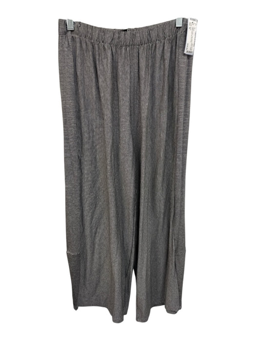 Noblu Size M Black & Gray Cotton Blend Stripe Elastic Waist Wide Leg Pants Black & Gray / M