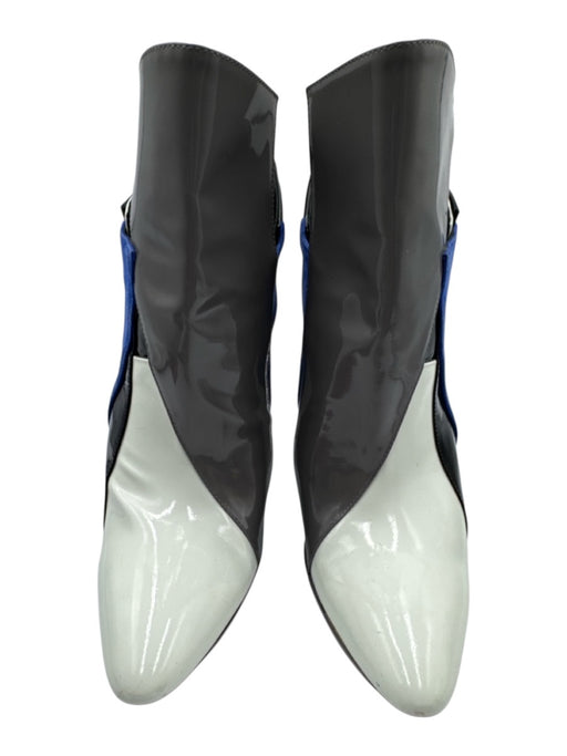 Balenciaga Shoe Size 39 Blue, Gray, Black Patent Leather & Suede Booties Blue, Gray, Black / 39