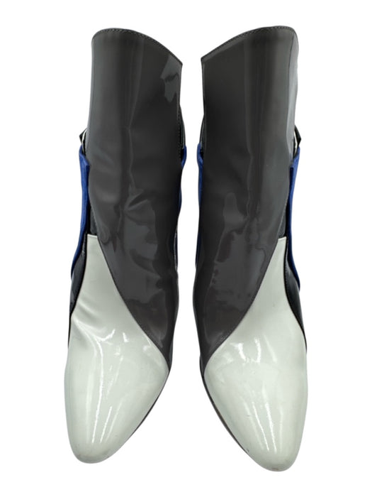 Balenciaga Shoe Size 39 Blue, Gray, Black Patent Leather & Suede Booties Blue, Gray, Black / 39