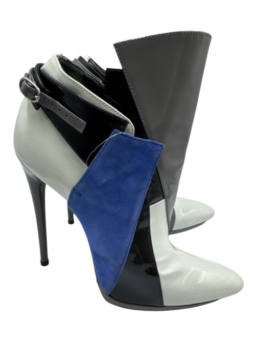 Balenciaga Shoe Size 39 Blue, Gray, Black Patent Leather & Suede Booties Blue, Gray, Black / 39