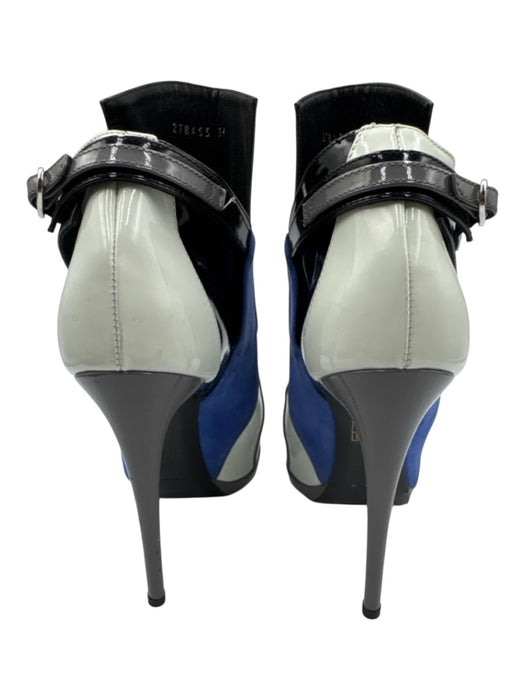 Balenciaga Shoe Size 39 Blue, Gray, Black Patent Leather & Suede Booties Blue, Gray, Black / 39