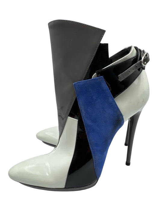 Balenciaga Shoe Size 39 Blue, Gray, Black Patent Leather & Suede Booties Blue, Gray, Black / 39