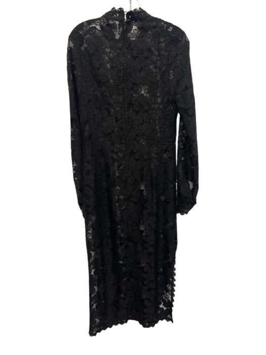 Eva Franco Size 8 Black No Fabric Tag Mock Neck Back Zip & button Dress Black / 8