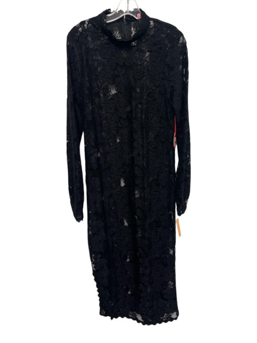 Eva Franco Size 8 Black No Fabric Tag Mock Neck Back Zip & button Dress Black / 8