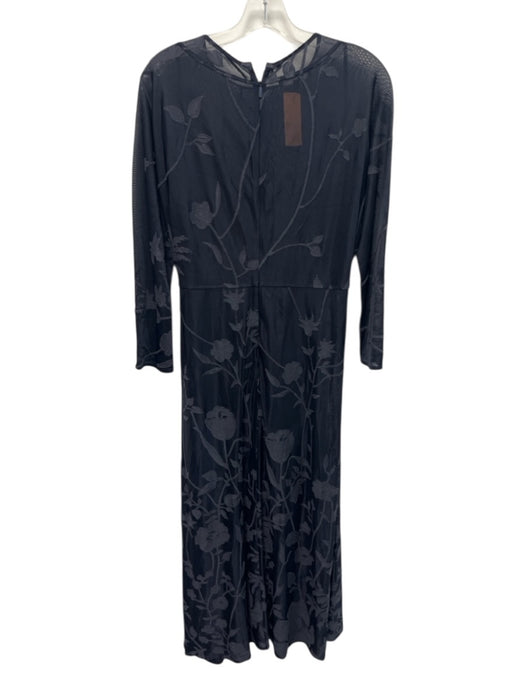 Lafayette 148 Size M Navy Blue Viscose & Cotton Back Zip Boat Neck Sheer Dress Navy Blue / M