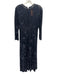 Lafayette 148 Size M Navy Blue Viscose & Cotton Back Zip Boat Neck Sheer Dress Navy Blue / M