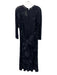 Lafayette 148 Size M Navy Blue Viscose & Cotton Back Zip Boat Neck Sheer Dress Navy Blue / M