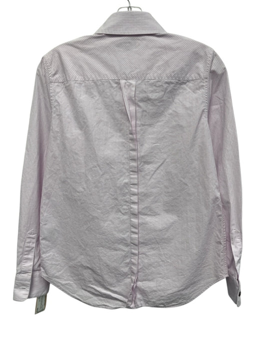 Lafayette 148 Size XS Lavender Pink & white Cotton Collar Neck Button Down Top Lavender Pink & white / XS