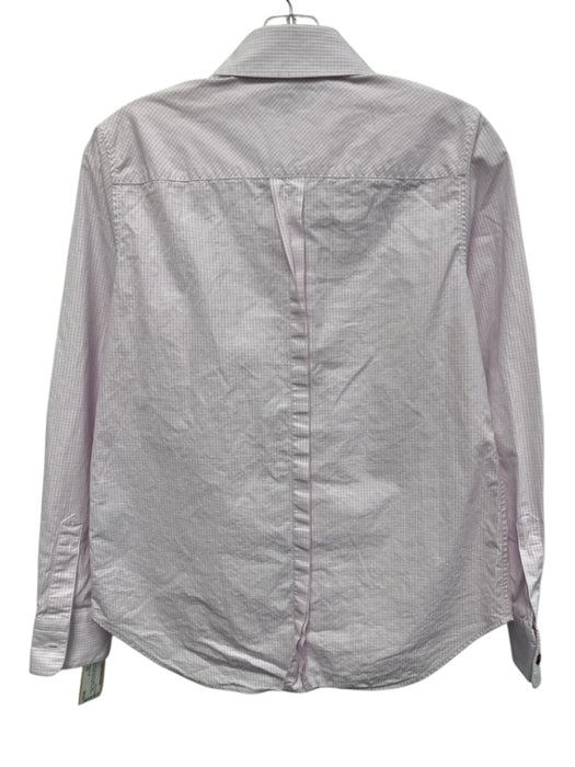 Lafayette 148 Size XS Lavender Pink & white Cotton Collar Neck Button Down Top Lavender Pink & white / XS