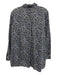 Lafayette 148 Size L Black, Blue & White Cotton Collar Neck Button Down Top Black, Blue & White / L