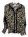 Miss June Paris Size P Black, Green, & Beige Viscose & Rayon Collar Neck Top Black, Green, & Beige / P