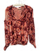 Ramy Brook Size S/P Maroon & Pink Polyester & Viscose Ruffle V Neck Top Maroon & Pink / S/P