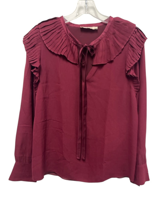 Tory Burch Size 6 Plum Purple Silk & Viscose Scoop Neck Front Tie Top Plum Purple / 6