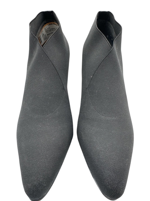 Stuart Weitzman Black Synthetic Stretch Warp Pointed Toe Slip On Booties Black